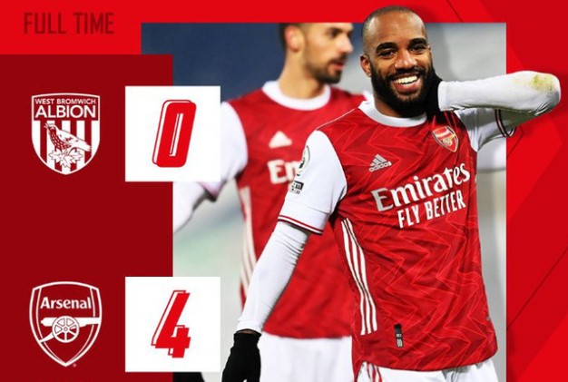 Arsenal chiến thắng West Brom với tỉ số áp đảo 4 – 0